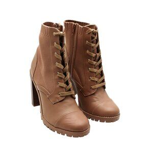 BCBGeneration Womens Faux Leather Lace-up Booties